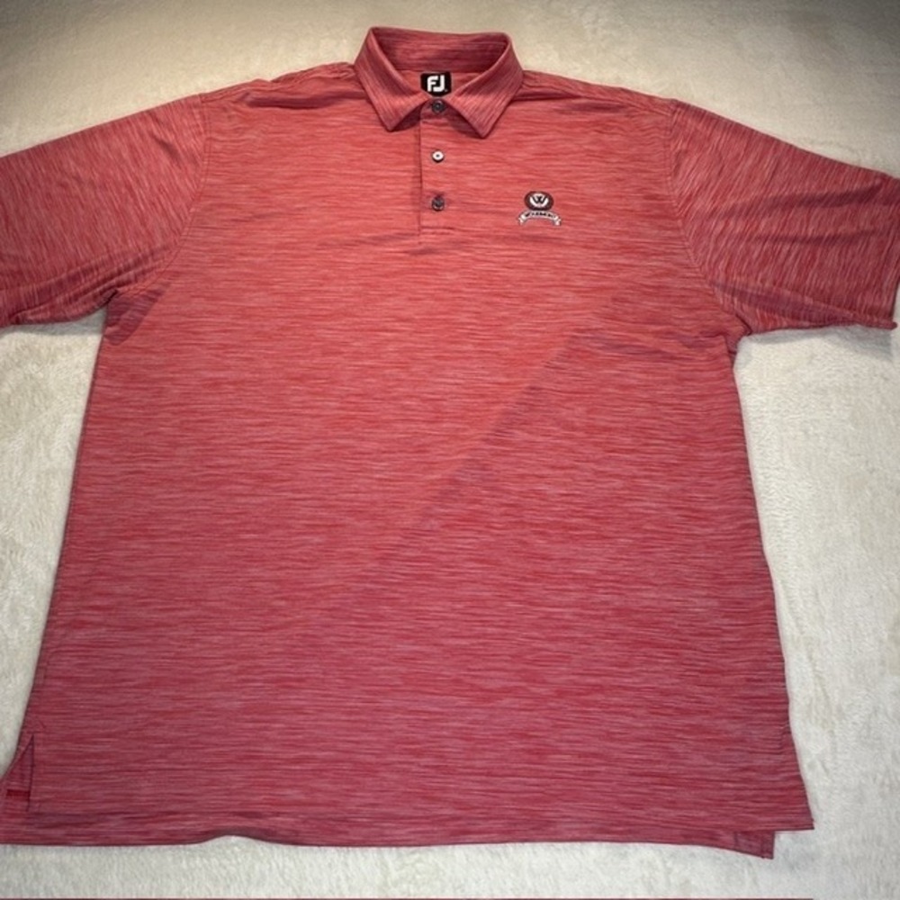 FootJoy Mens Golf Polo Shirt XL Red Space Dye Woodmont Country Club Logo 1128616